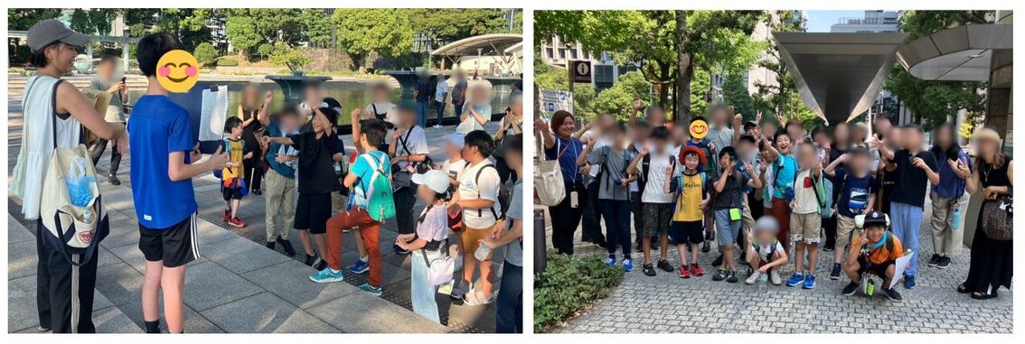 フリースクールの施設外観、地域イベントに参加する様子