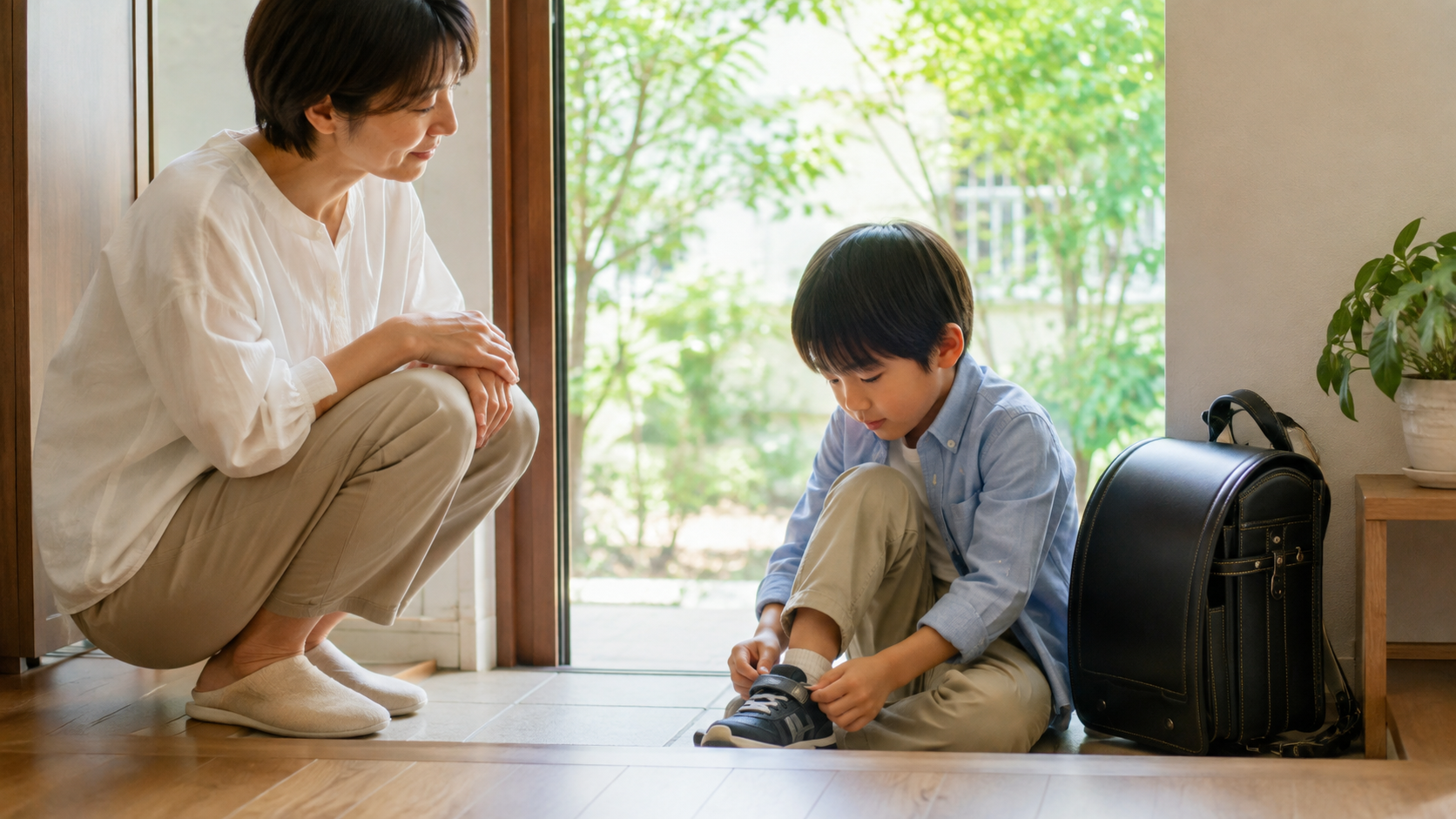 学校へ行く準備
