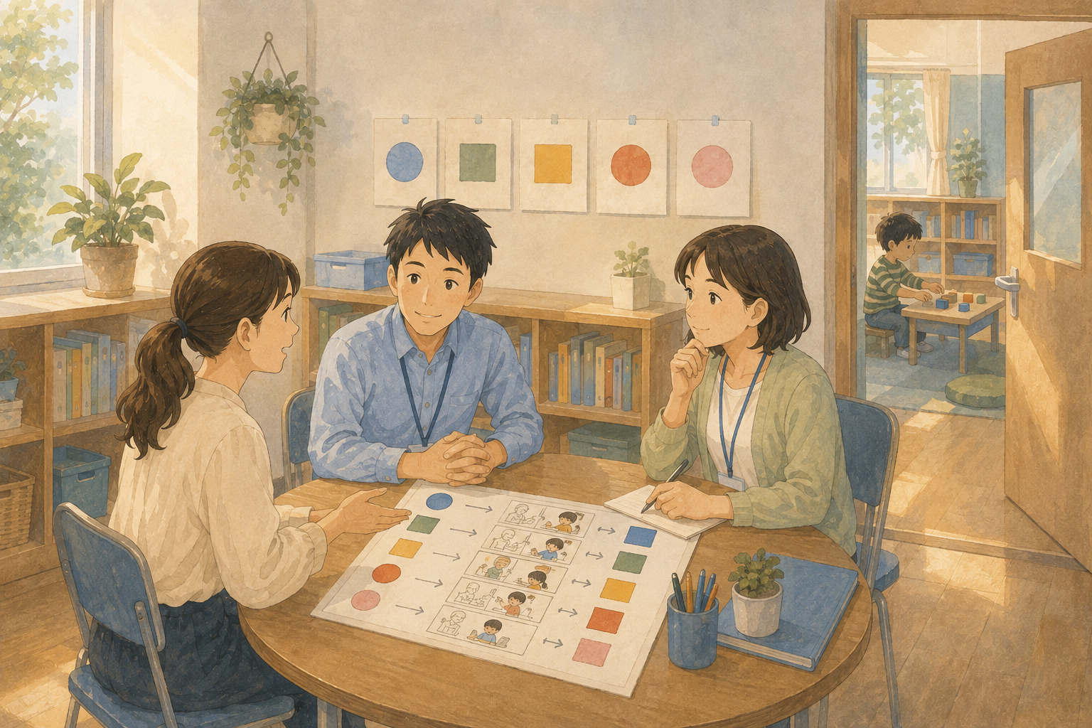 自宅からオンライン活動に参加し、自分の役割を担当する子ども