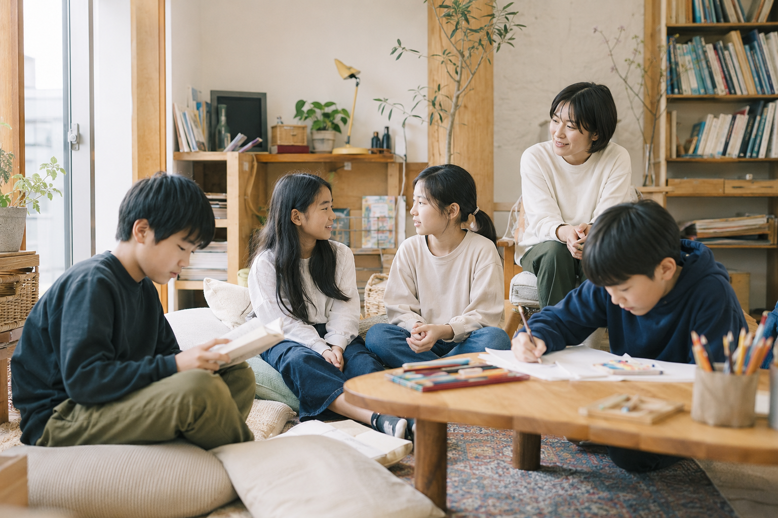 Wスクールで通うフリースクールの様子|子どもたちがくつろいで学ぶ居場所