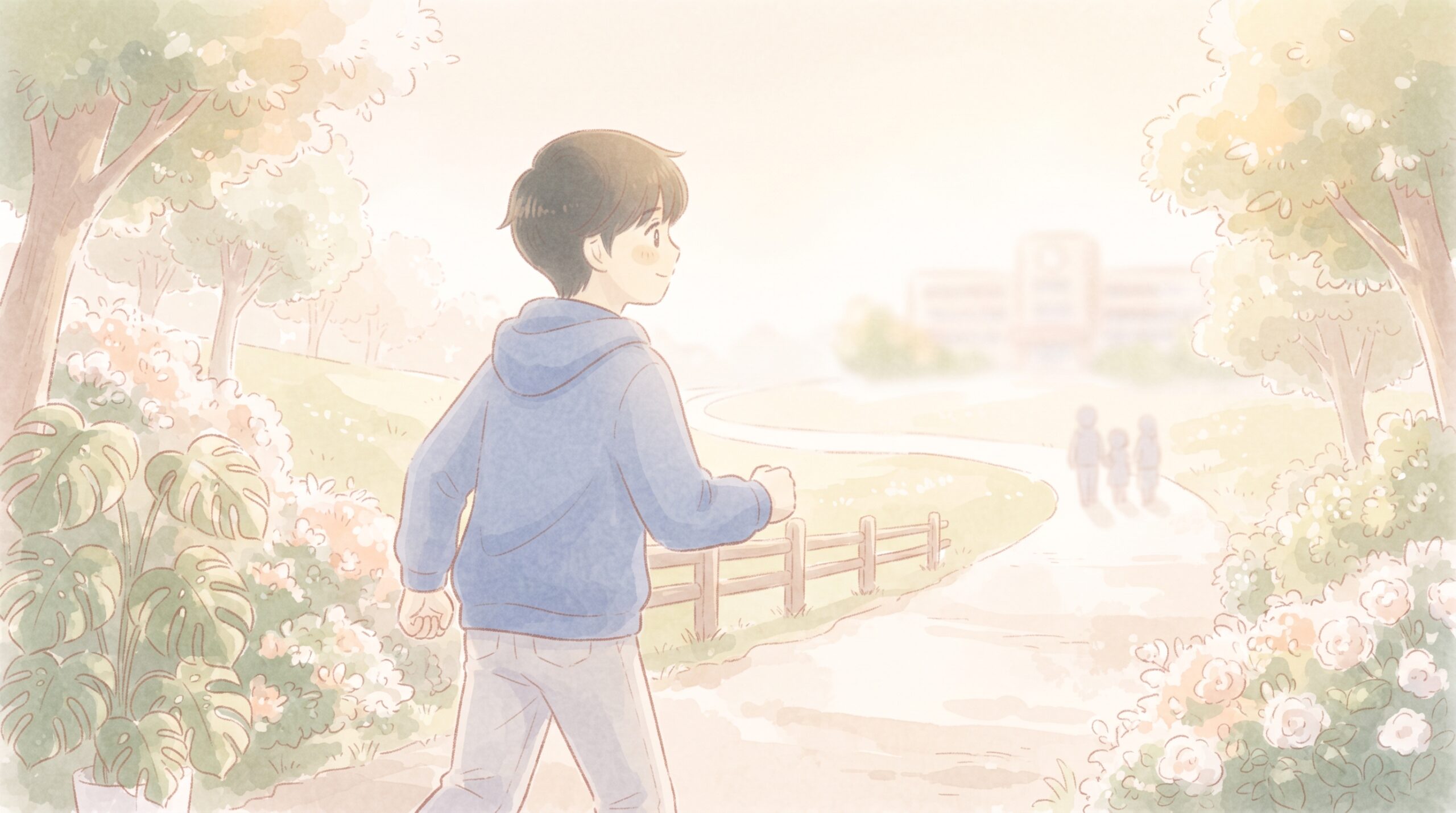 高校生が前向きに自分の進路へ歩き出すイラスト