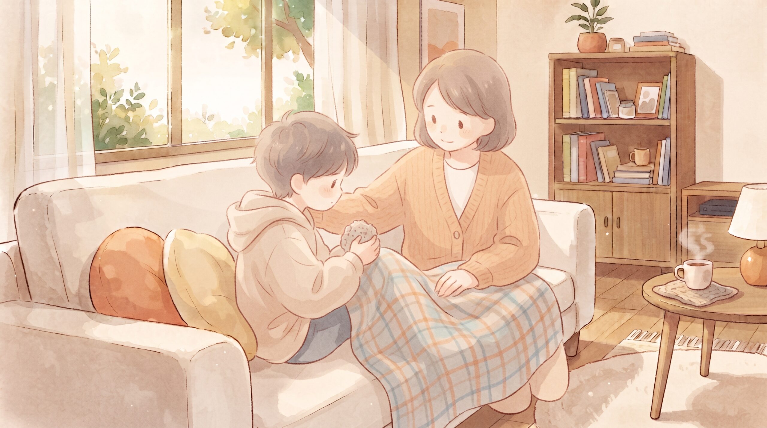 感覚のつらさを否定せず寄り添う保護者のイラスト