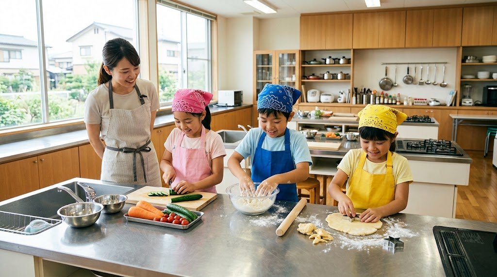 料理教室で調理に取り組む子どものイメージ
