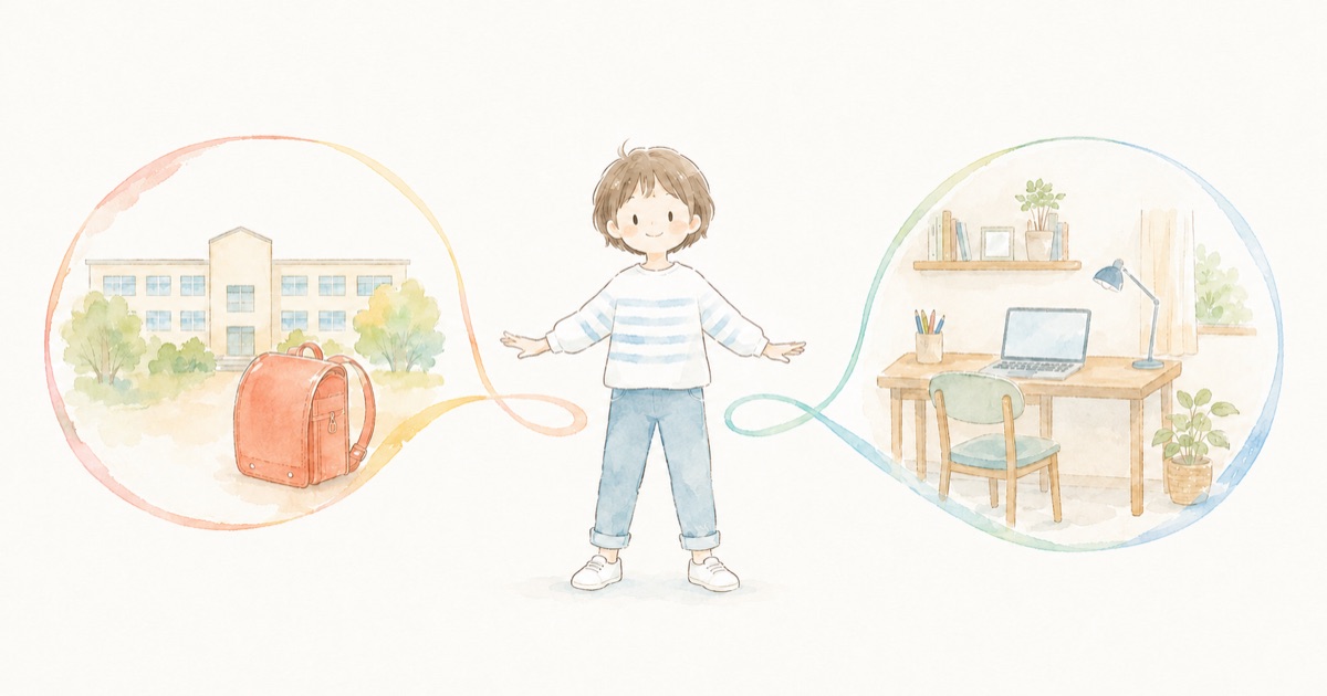 Wスクールのイメージ｜学校と自宅、二つの居場所を持つ子ども