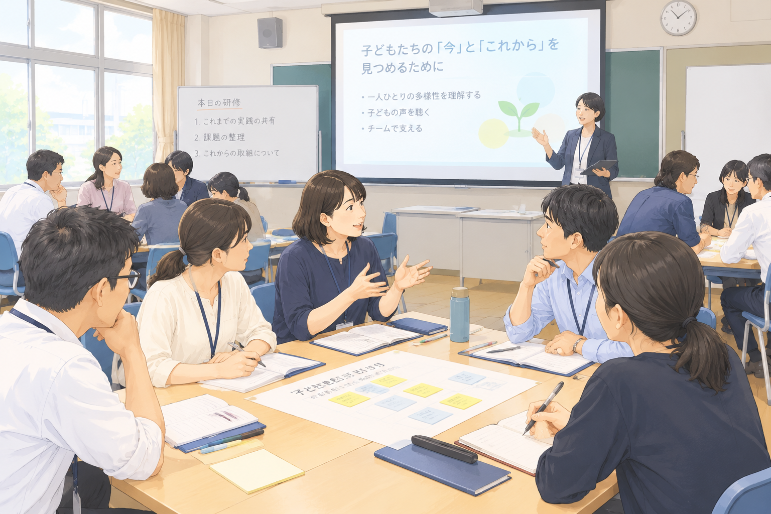 フリースクールの教室内観、学習スペース