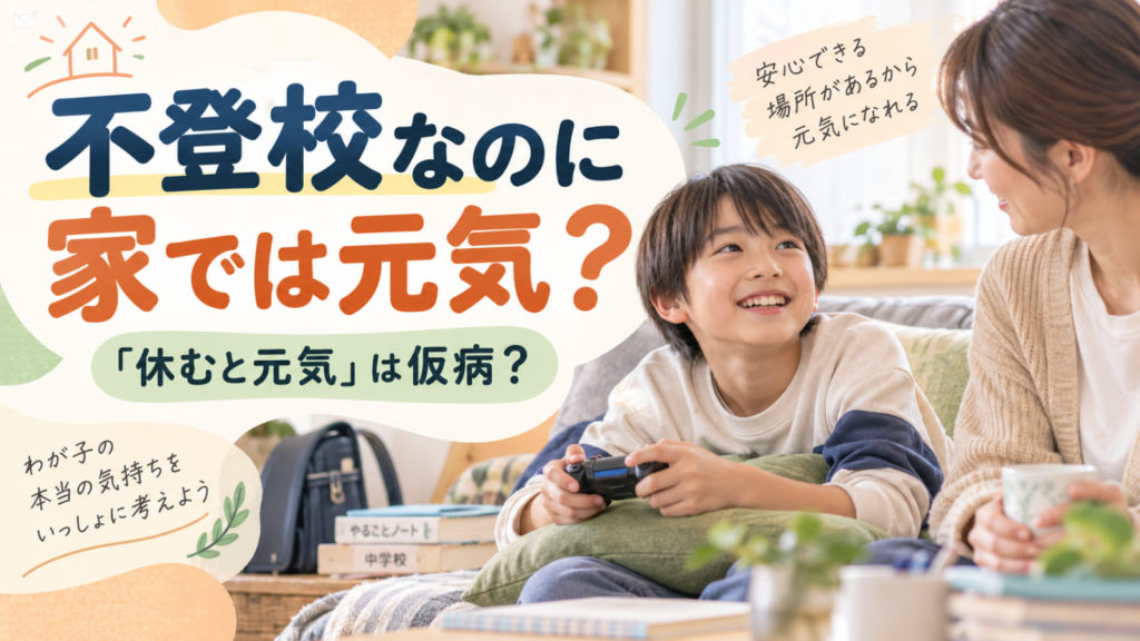 不登校で学校には行けないが家では元気に過ごす子どもと見守る保護者