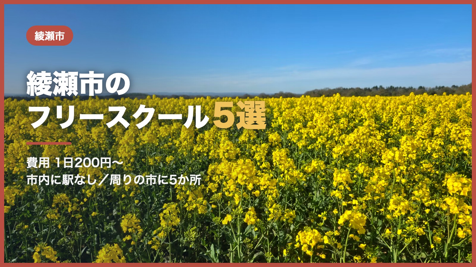 綾瀬市のフリースクール5選（青空と菜の花畑）
