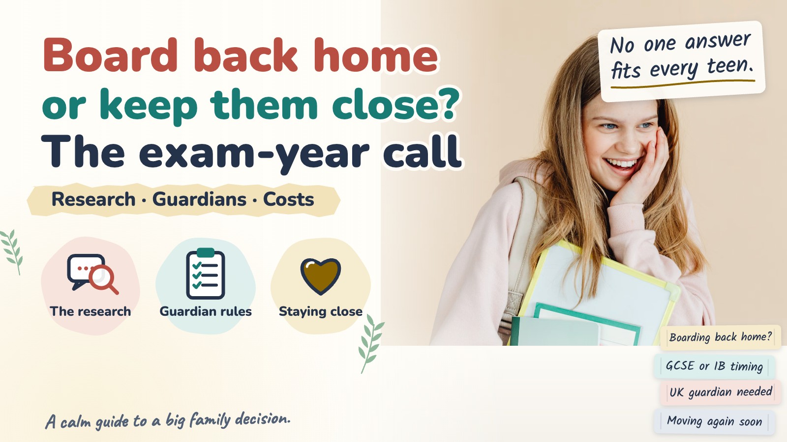 Board back home or keep them close? The exam-year call