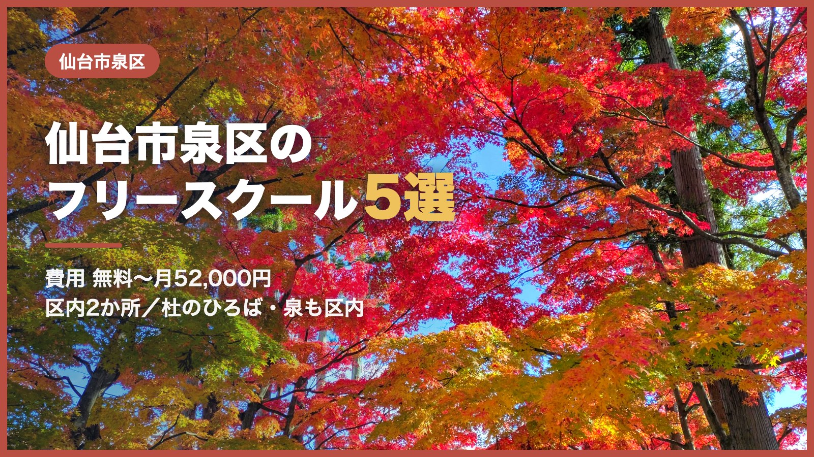 仙台市泉区から通えるフリースクール5選