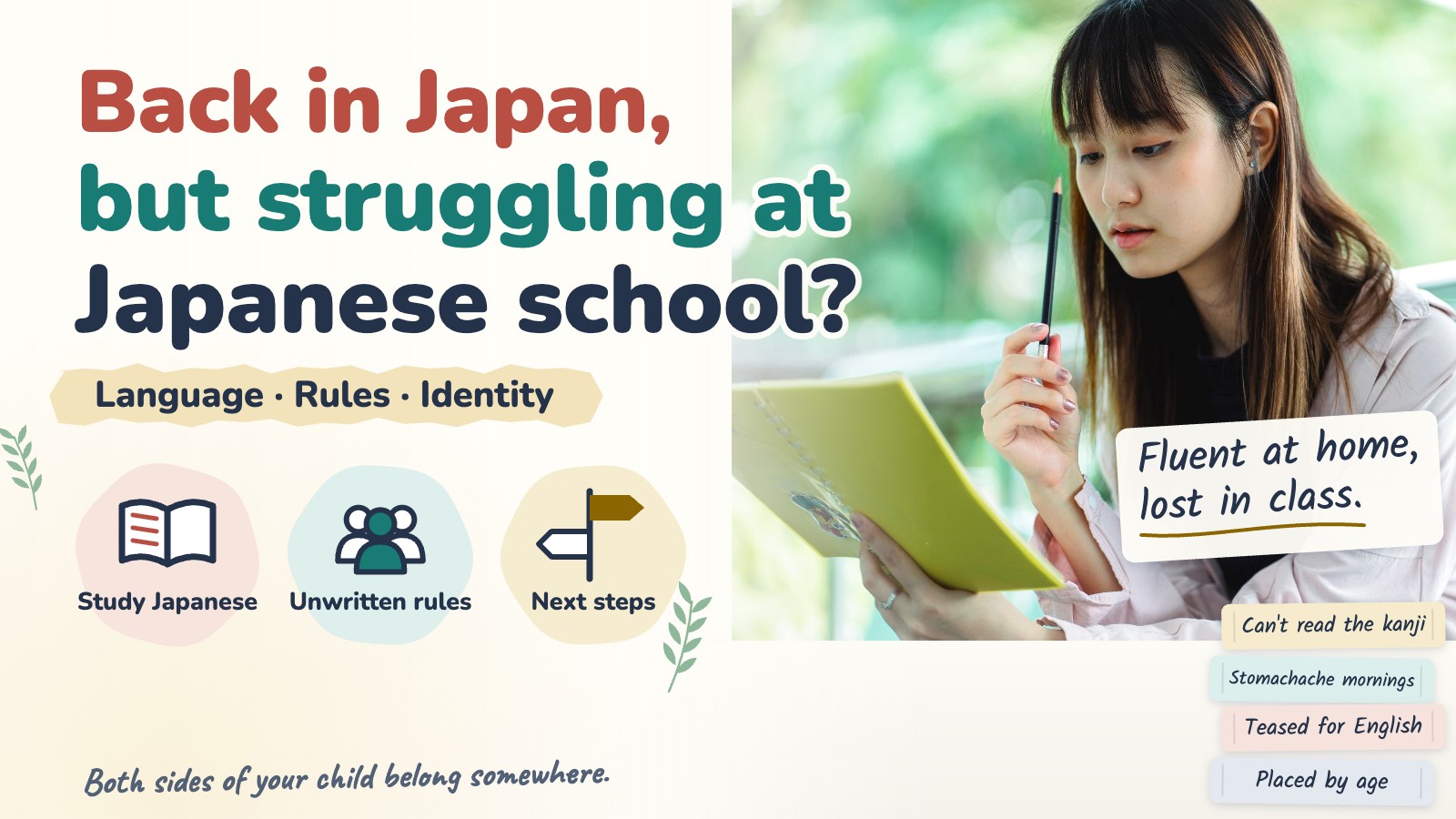 Back in Japan, but struggling at Japanese school?