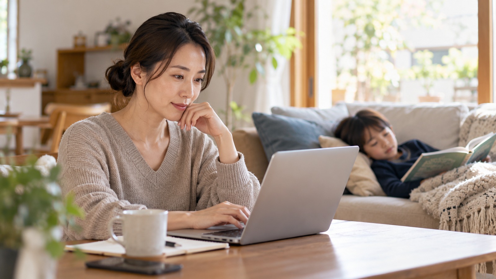 学校への連絡をパソコンで準備する保護者のイメージ