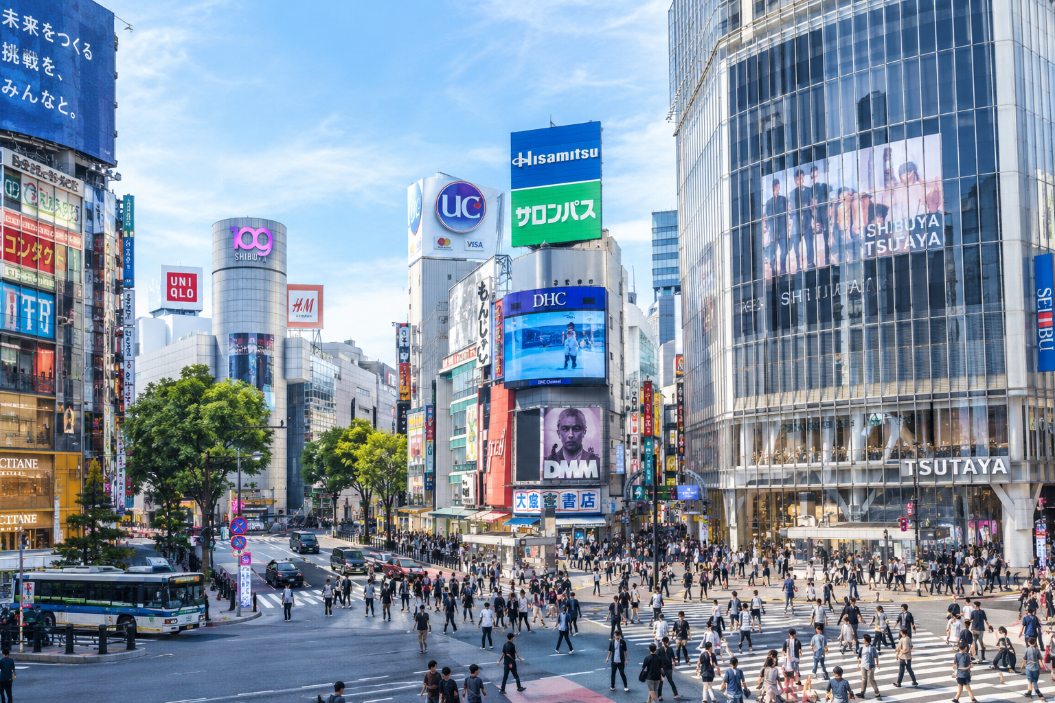渋谷駅周辺の駅前風景