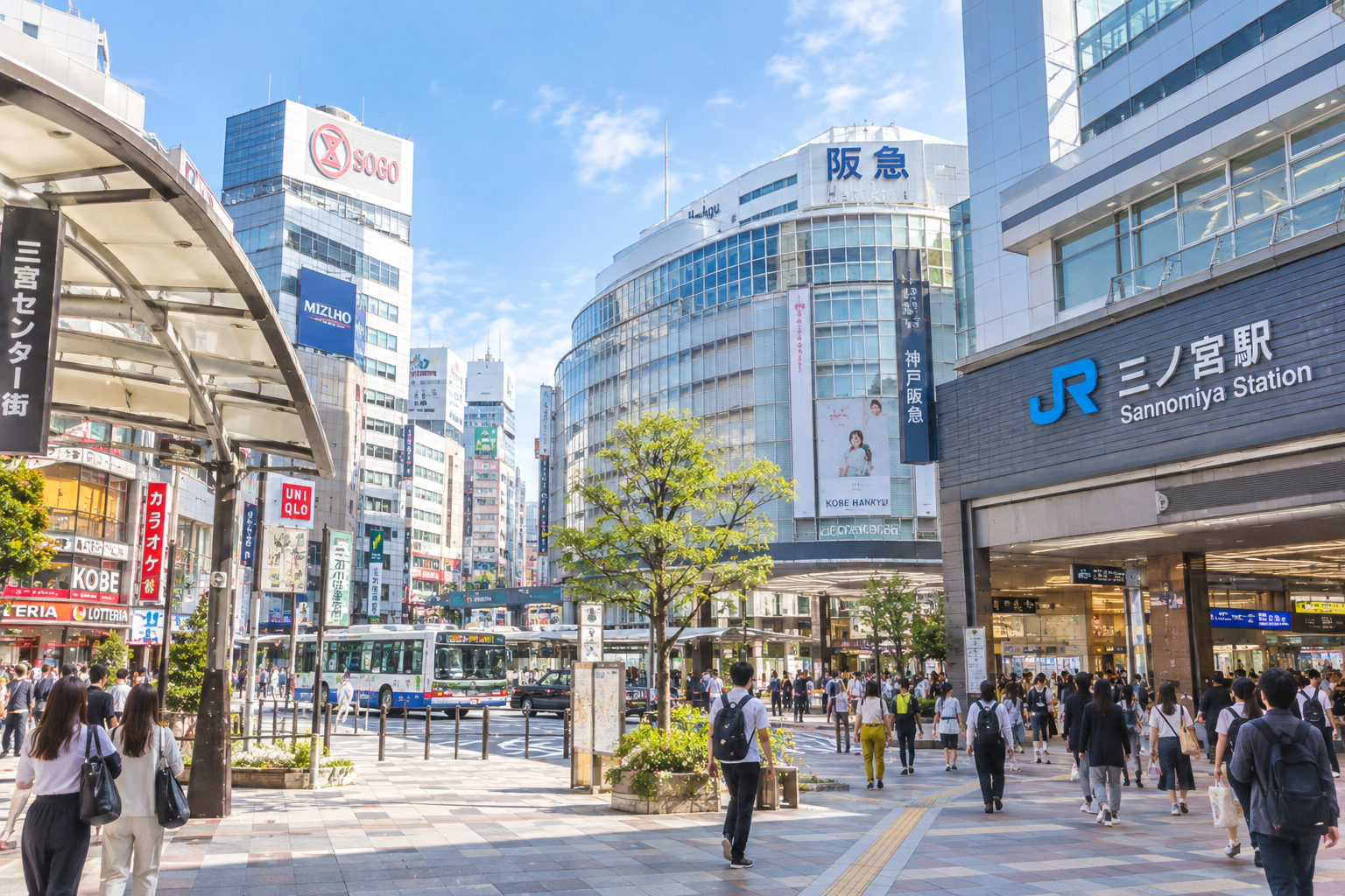 三宮駅前の駅前風景