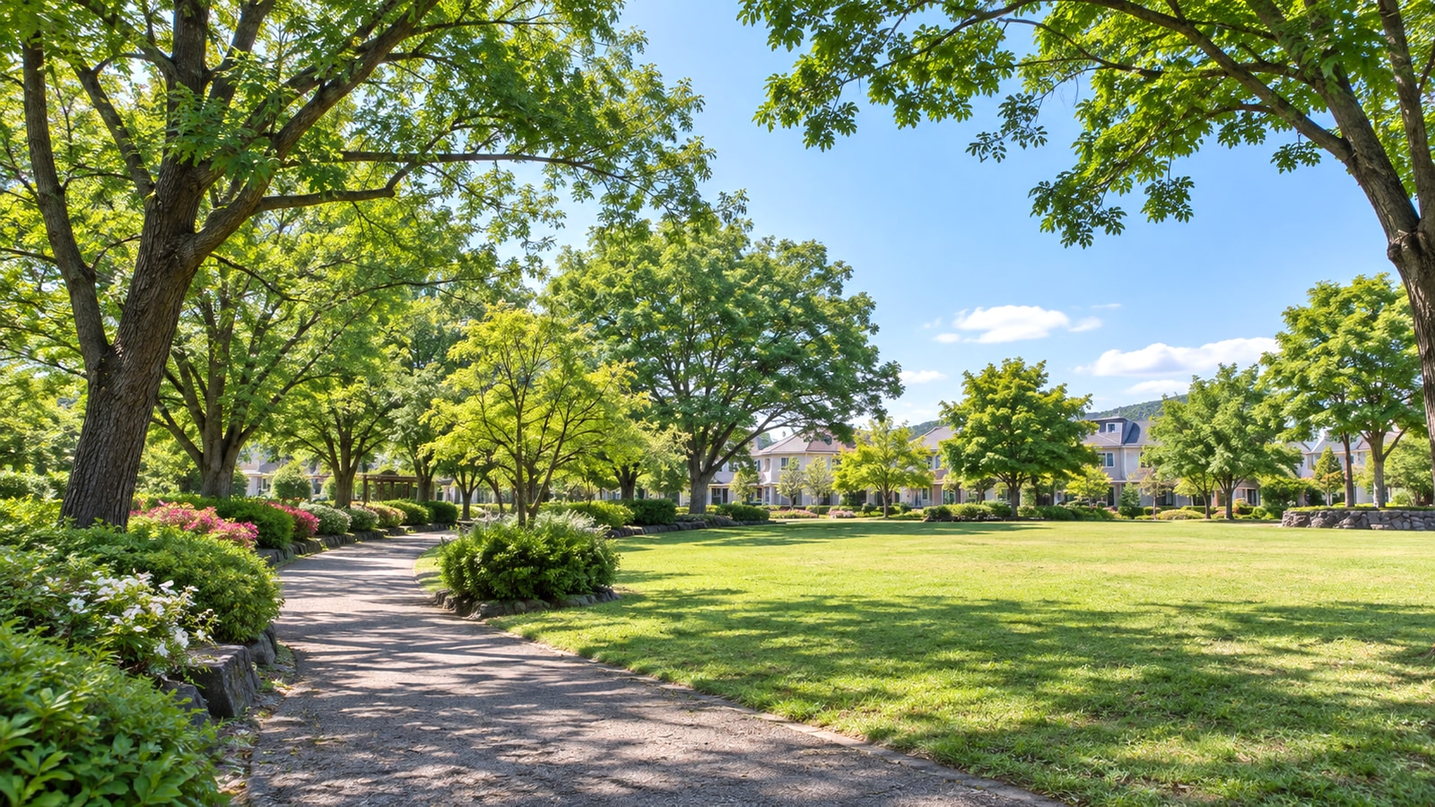昭島市の公園と木々をイメージした風景