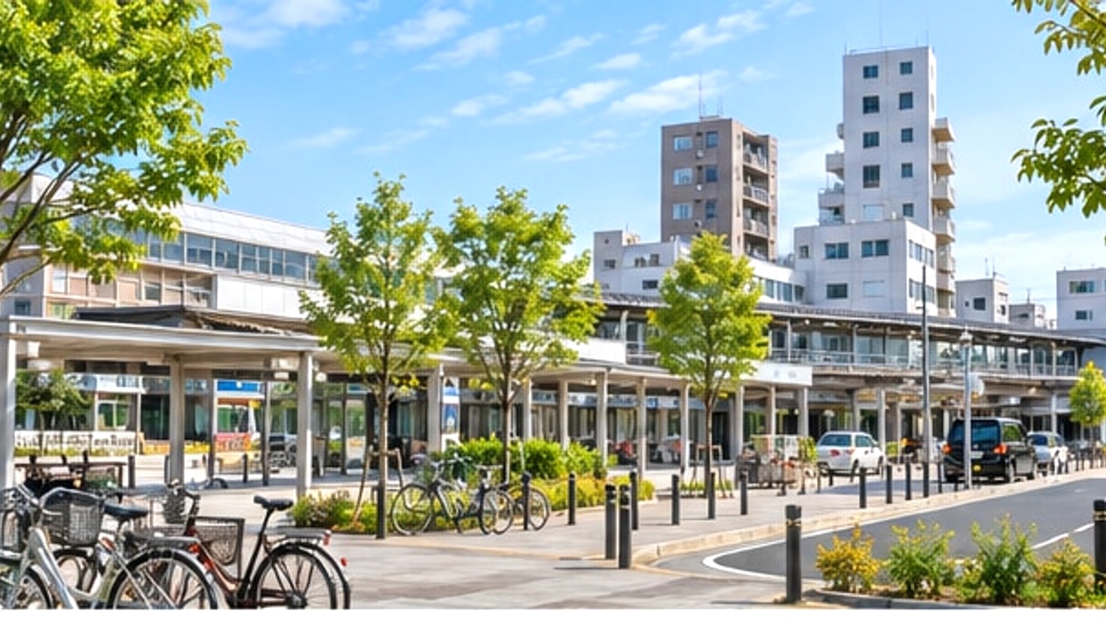 安城市の公園をイメージした緑の多い散歩道