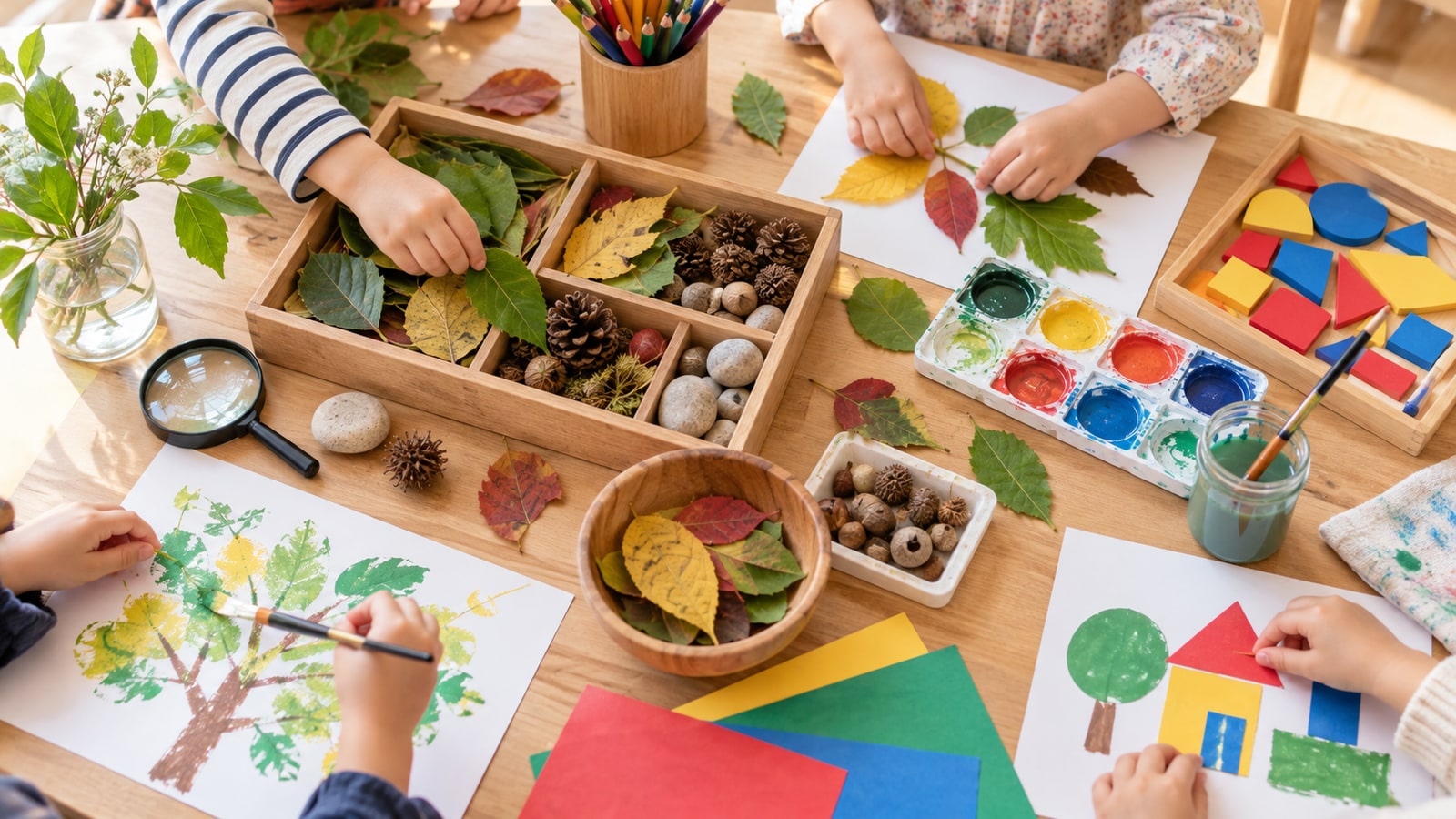 子どもたちが葉や色を使って取り組む探究活動