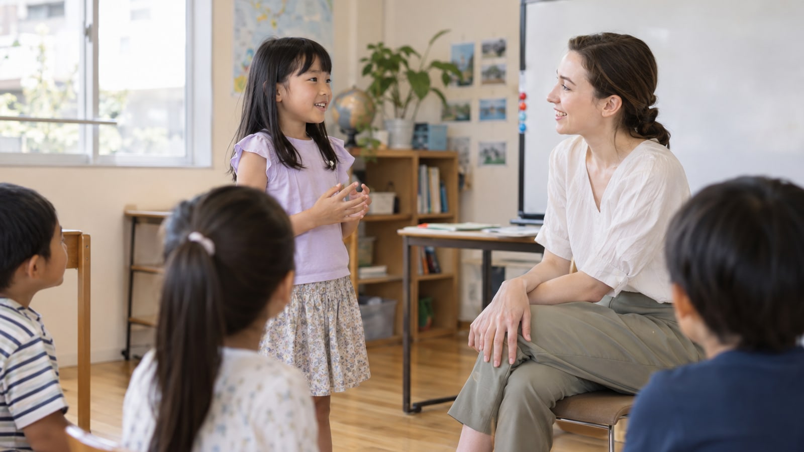 保護者が子どもの英語学習プランを相談する様子のイメージ