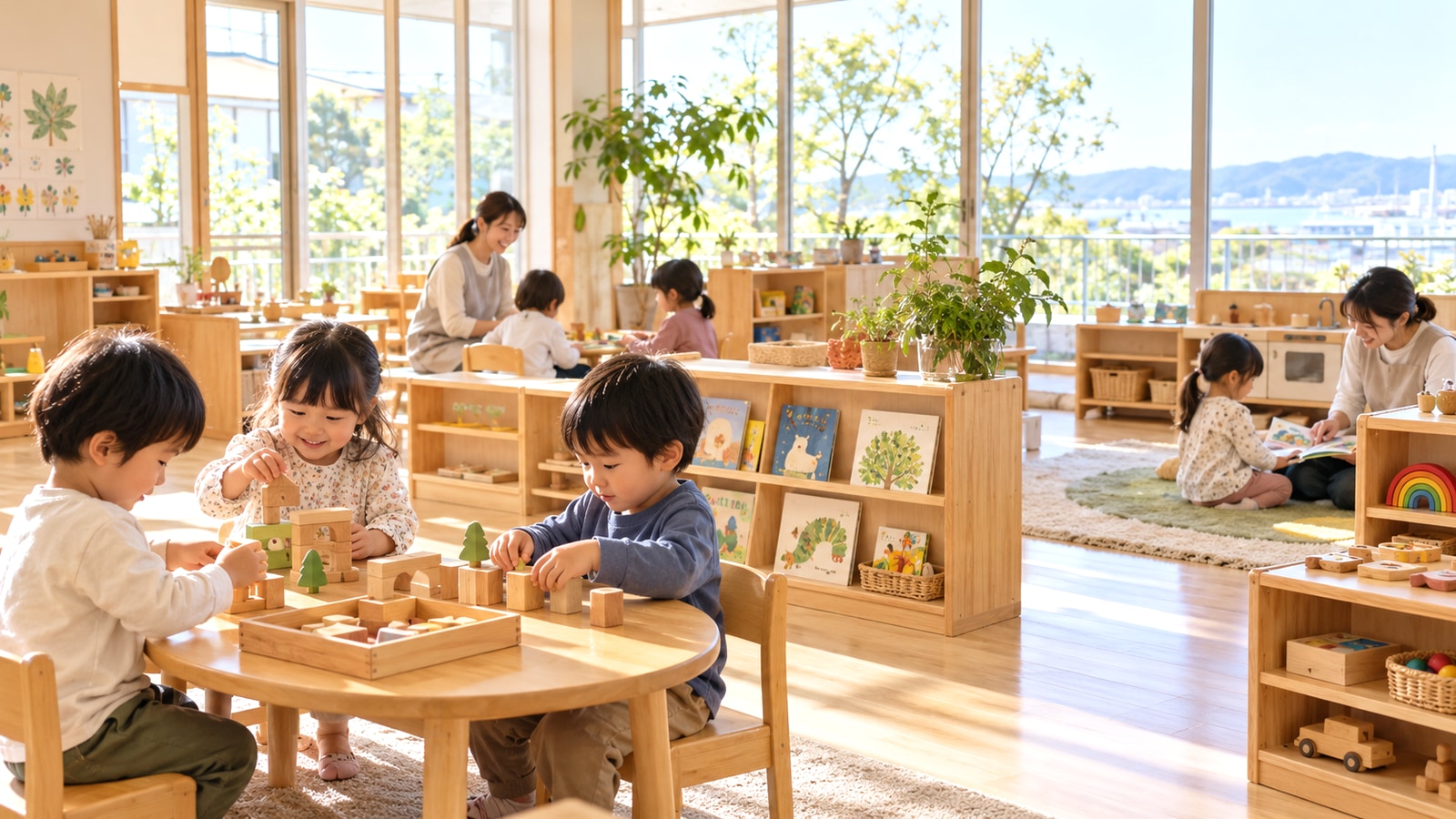 知多市の認定こども園をイメージした明るい木の教室