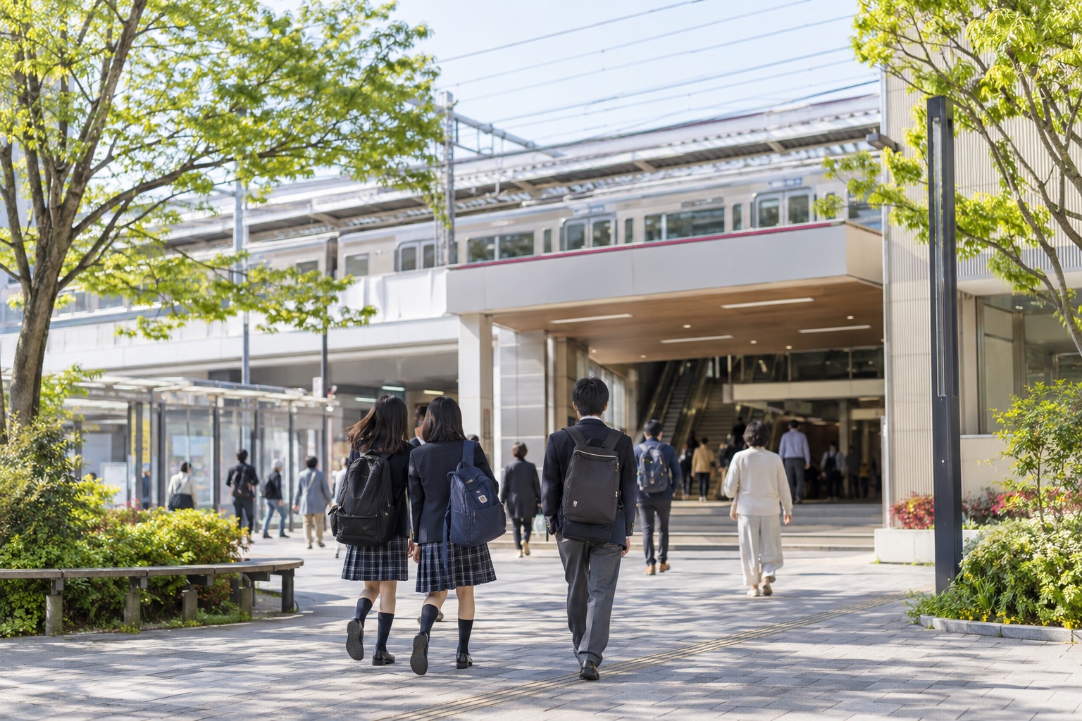 調布市の駅前と通園経路を考えるイメージ