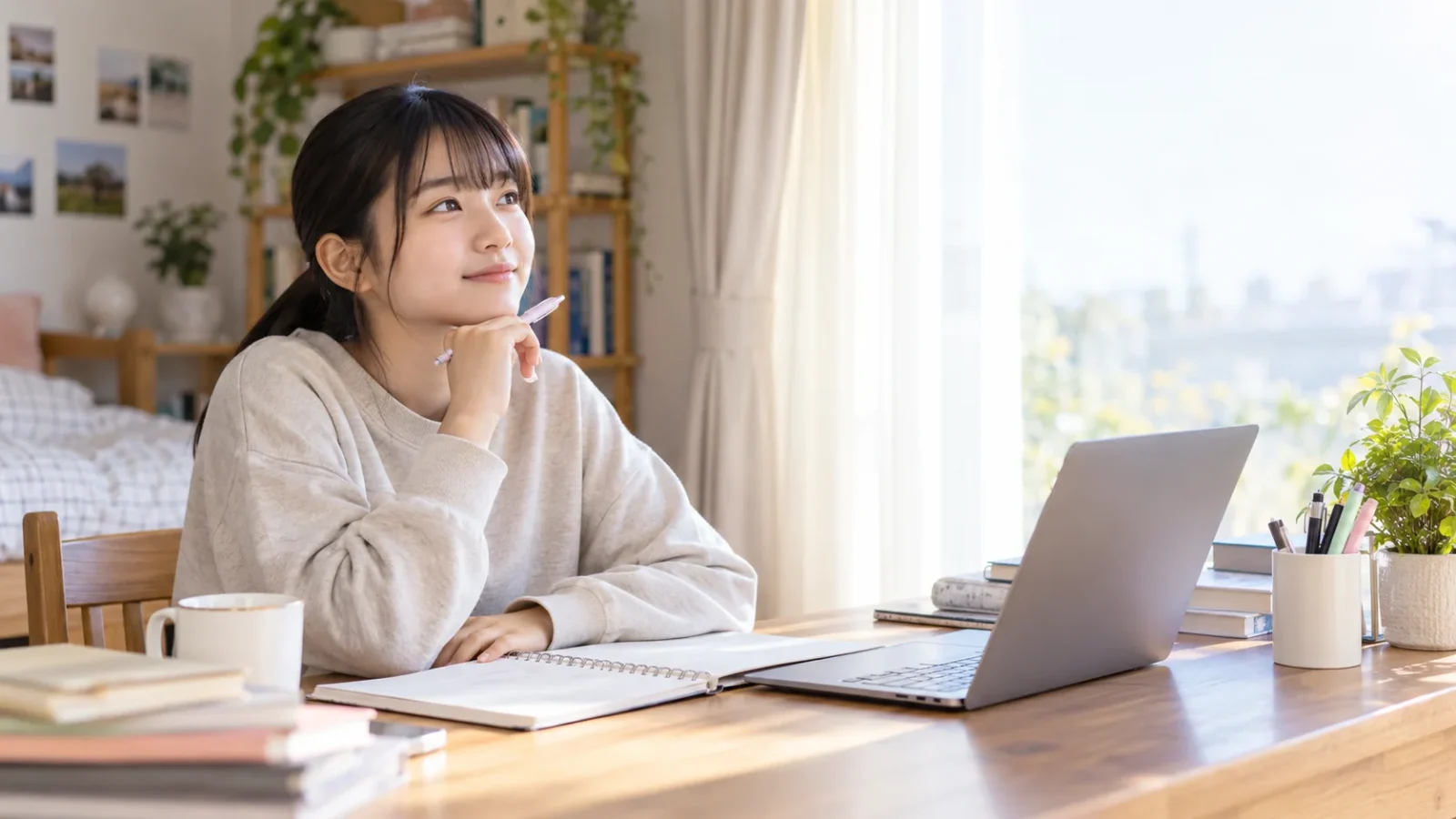 通信制高校の生活リズムを考えながら自宅学習をする高校生