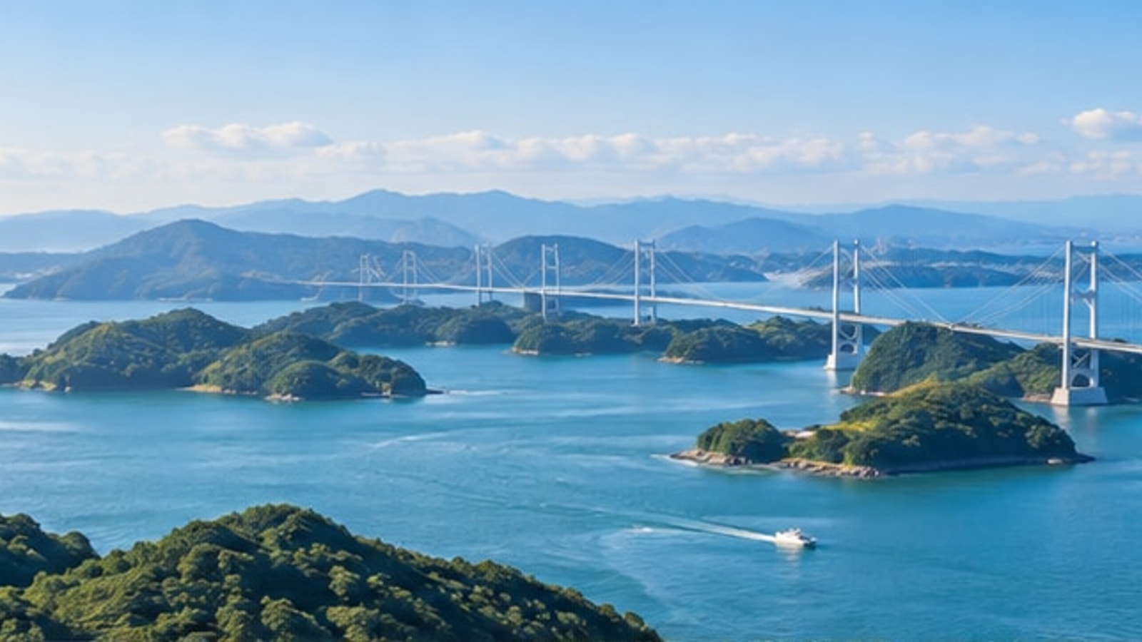 瀬戸内海の島々と橋を描いた愛媛県の景色イメージ