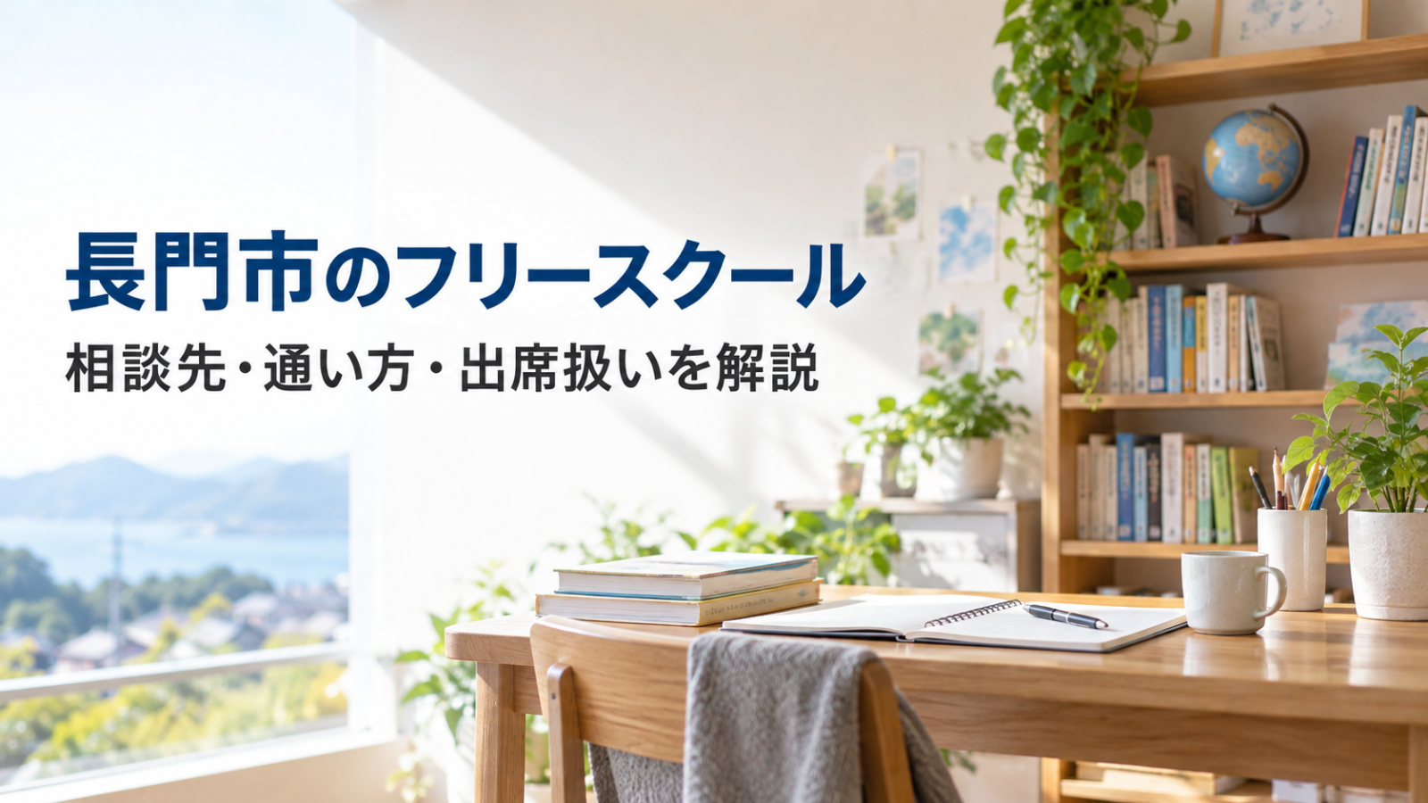 長門市のフリースクールを探すための相談先と通い方を示す文字入り記事用ビジュアル