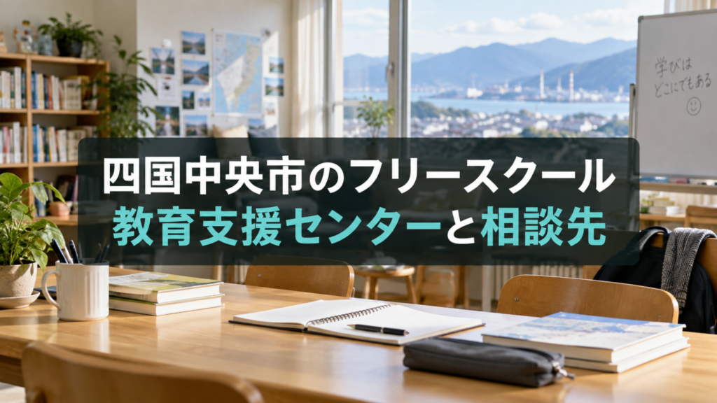 四国中央市のフリースクールを探すための相談先と通い方を示す文字入り記事用ビジュアル
