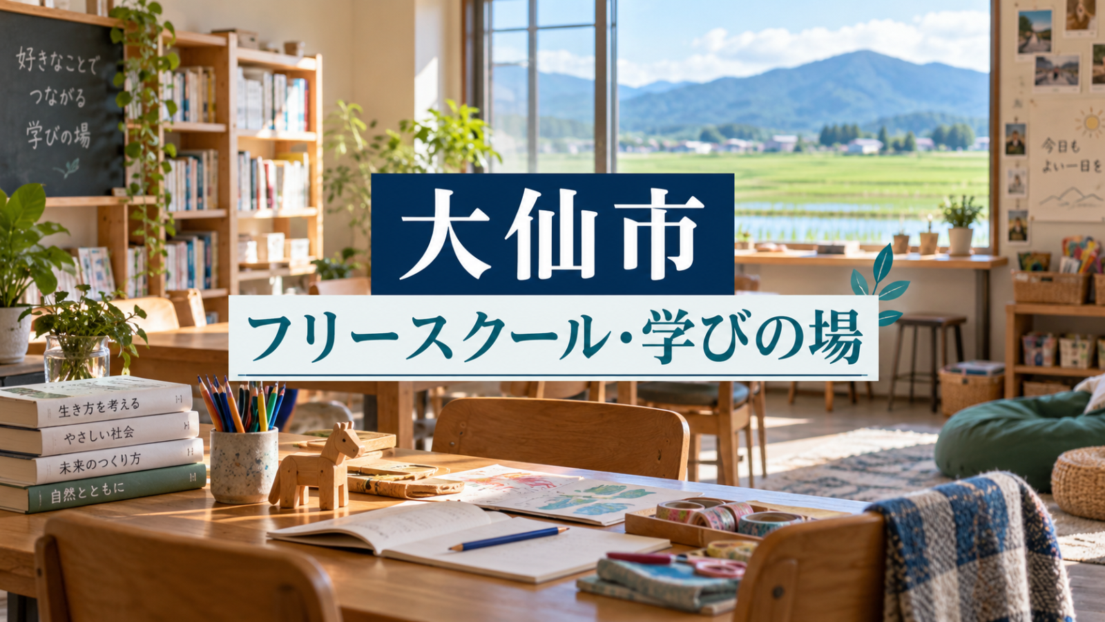大仙市から通えるフリースクール・学びの場を紹介する記事用サムネイル（実在の施設・人物ではありません）