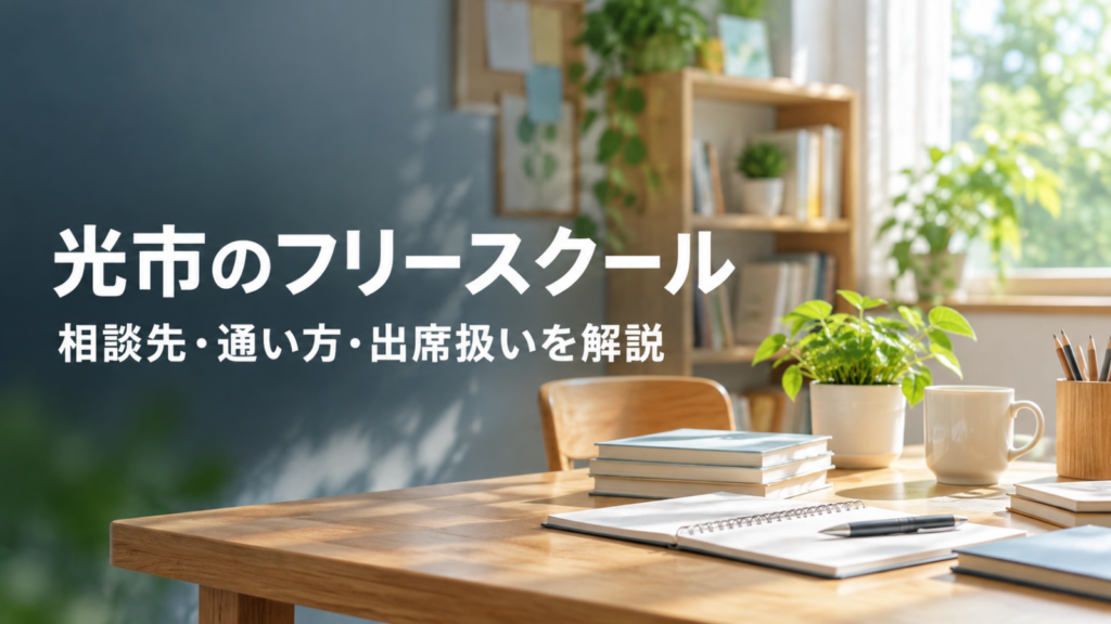 光市のフリースクールを探すための相談先と通い方を示す文字入り記事用ビジュアル