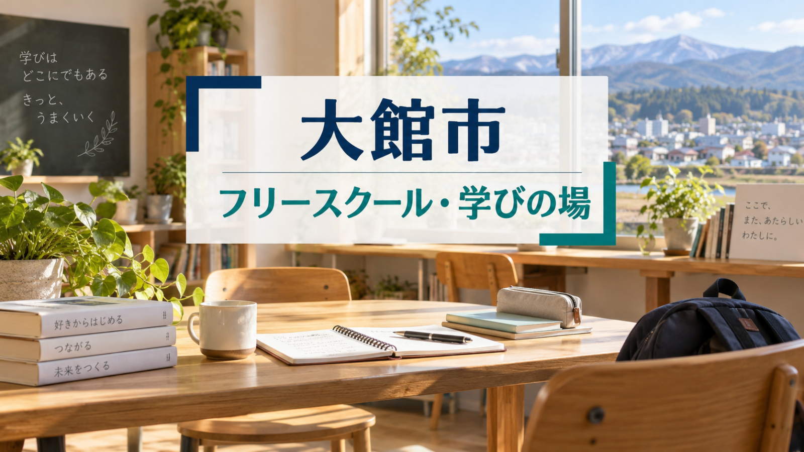 大館市から通えるフリースクール・学びの場を紹介する記事用サムネイル（実在の施設・人物ではありません）