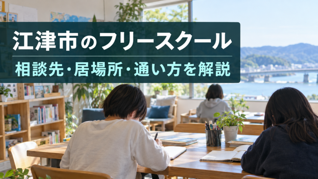 江津市のフリースクールを探すための相談先と通い方を示す文字入り記事用ビジュアル