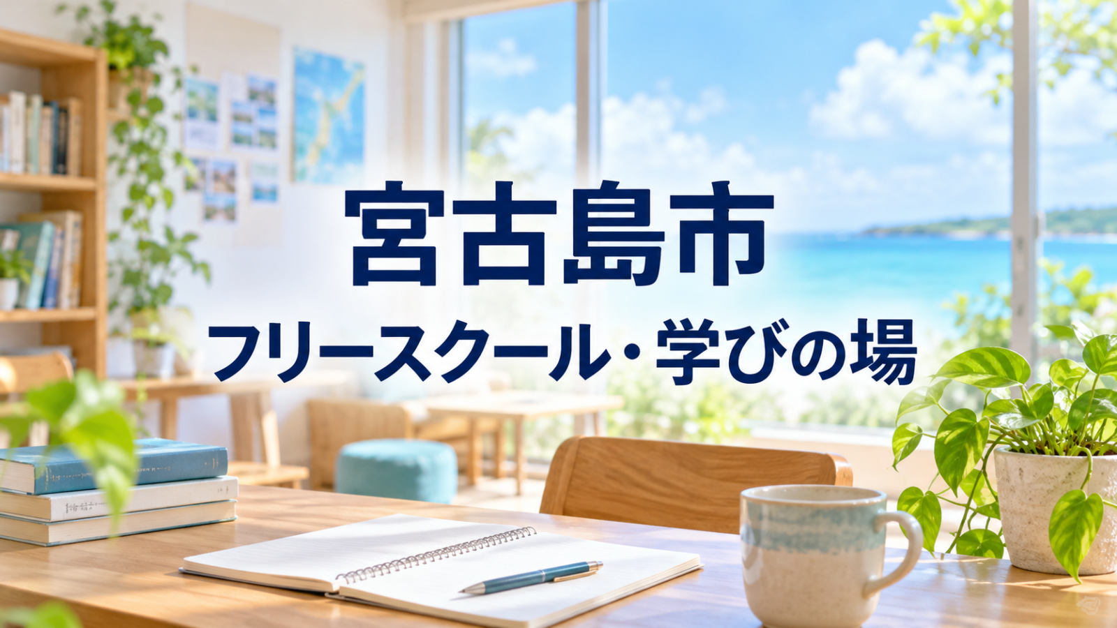 宮古島市から通えるフリースクール・学びの場を紹介する記事用サムネイル（実在の施設・人物ではありません）