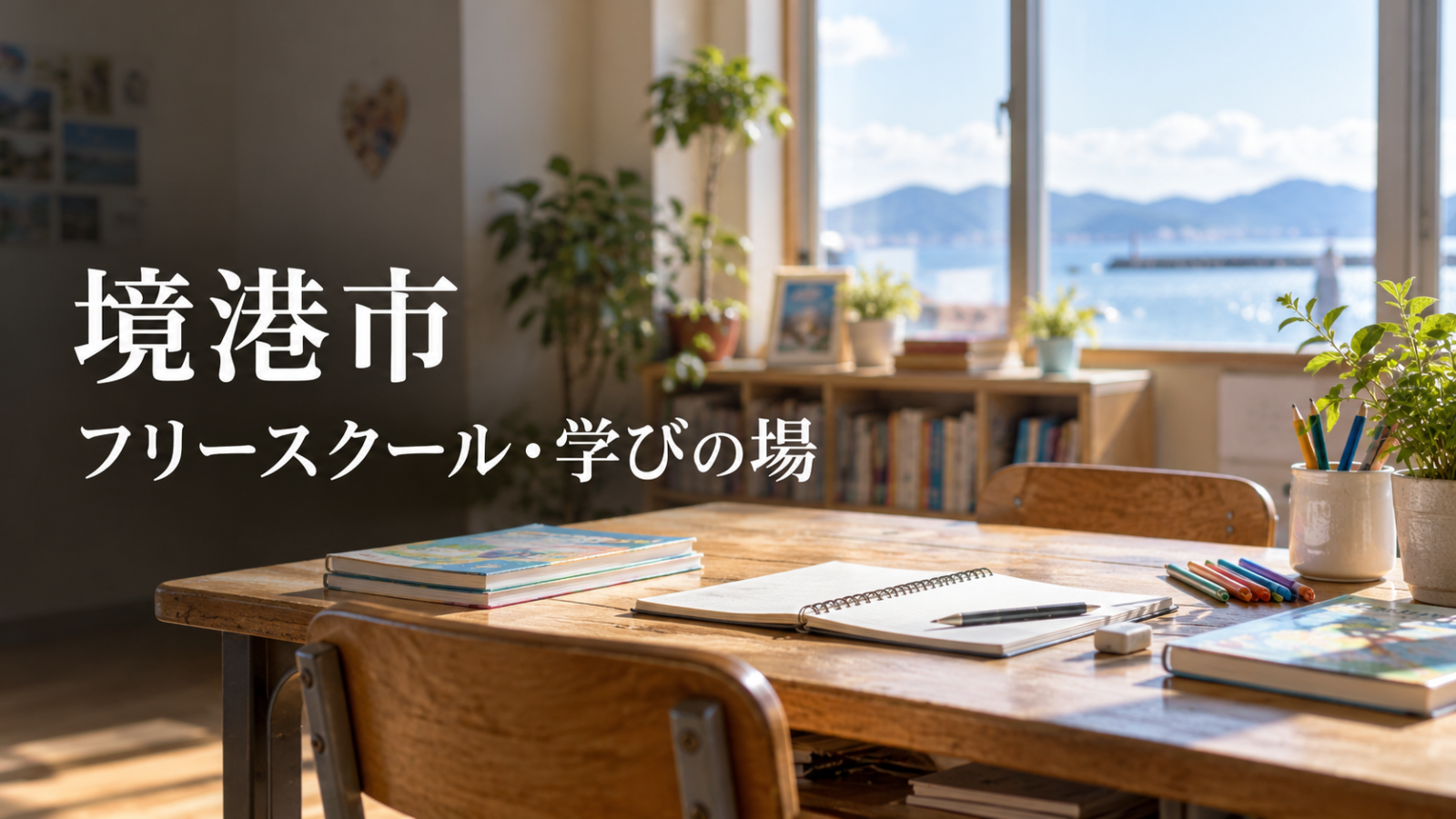 境港市から通えるフリースクール・学びの場を紹介する記事用サムネイル(実在の施設・人物ではありません)