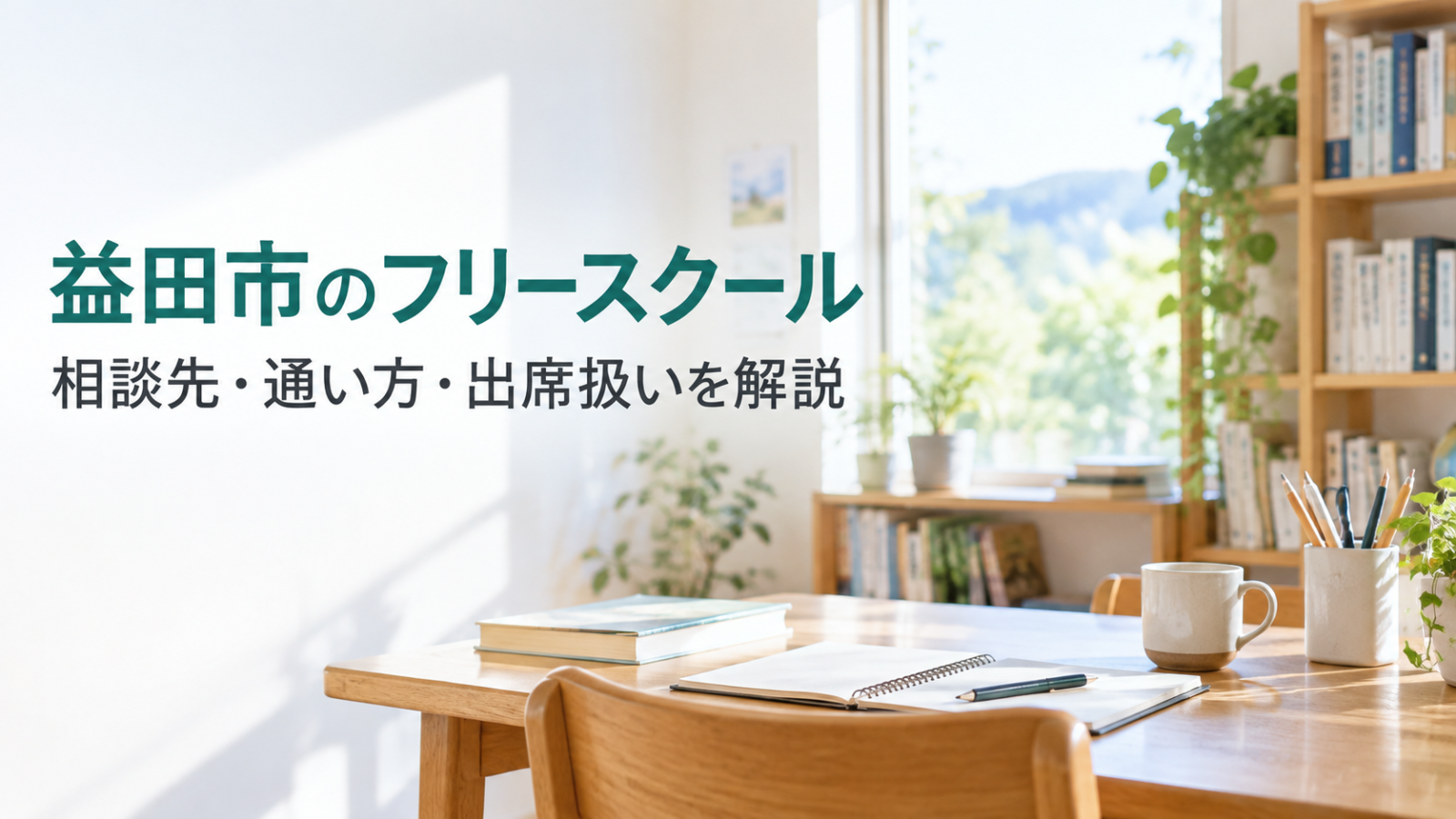益田市のフリースクールを探すための相談先と通い方を示す文字入り記事用ビジュアル
