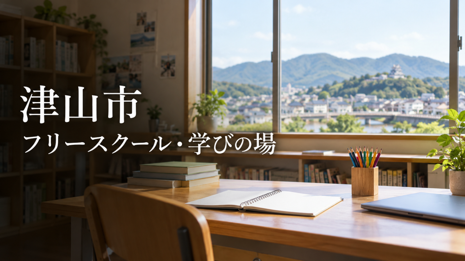 津山市から通えるフリースクール・学びの場を紹介する記事用サムネイル（実在の施設・人物ではありません）