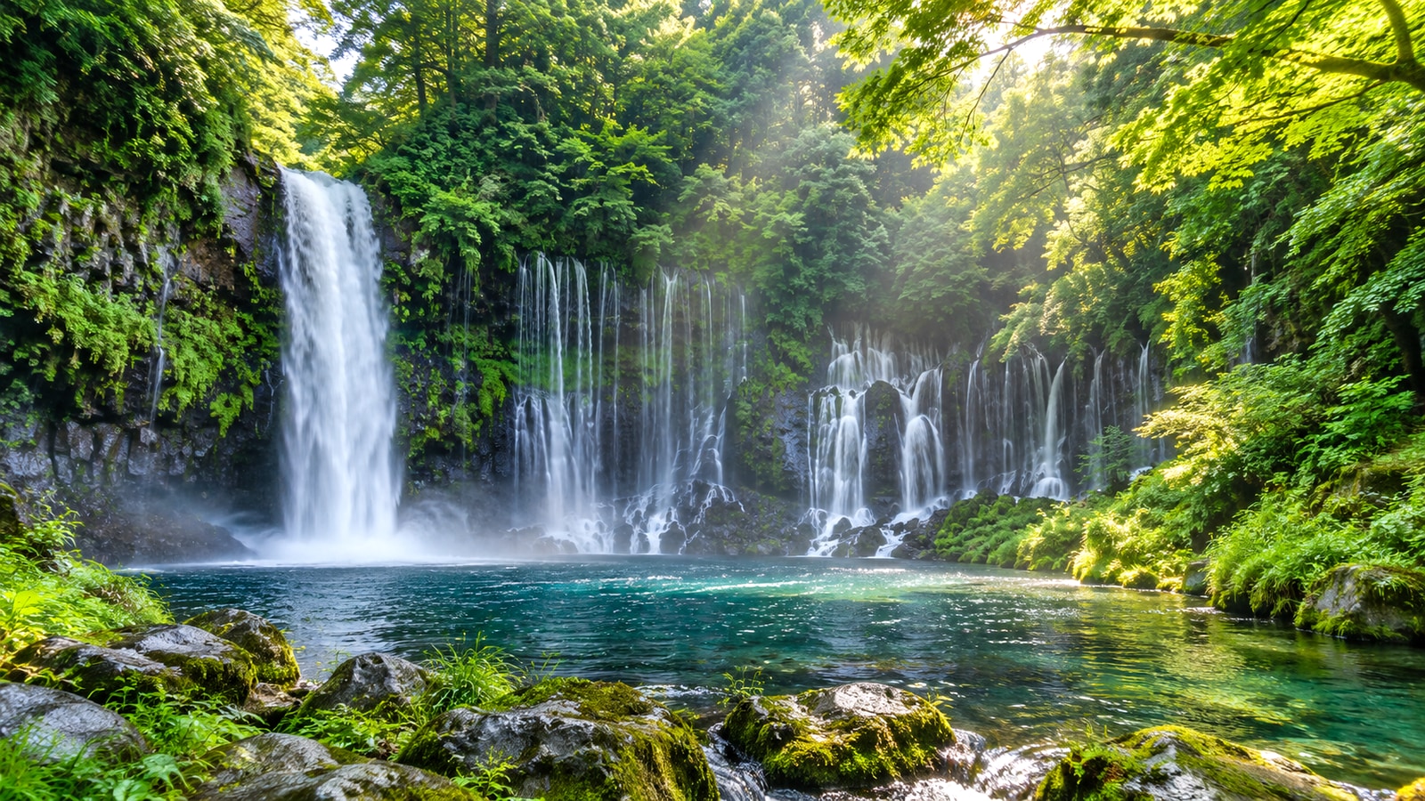 白糸の滝周辺の緑と水辺をイメージした風景