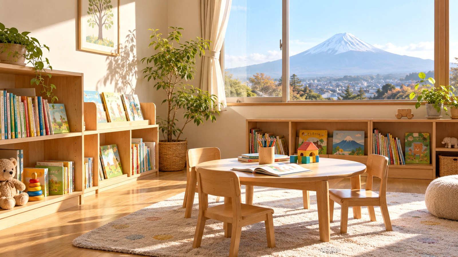 自然光が差し込む子ども向けの学びの空間イメージ