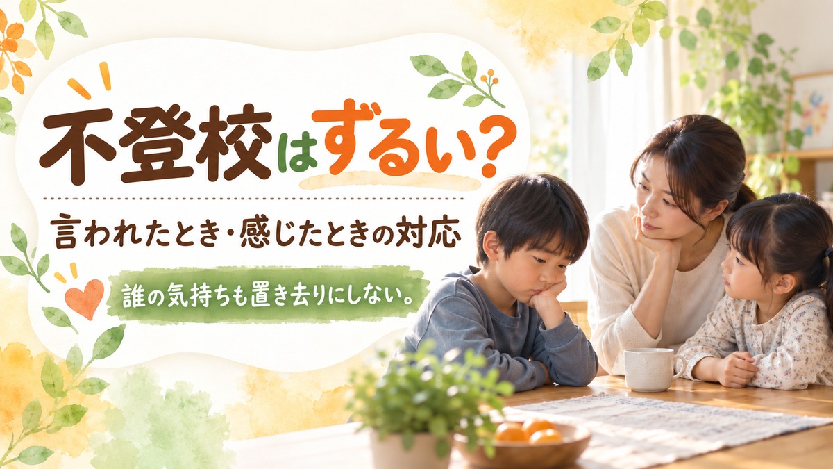 「不登校はずるい」と言われた子どもへの向き合い方を示すアイキャッチ
