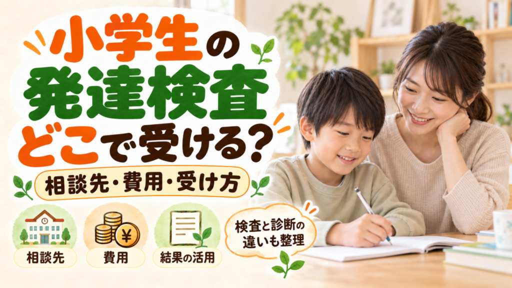 小学生の発達検査はどこで受ける？相談先・費用・受け方と、検査と診断の違いを解説