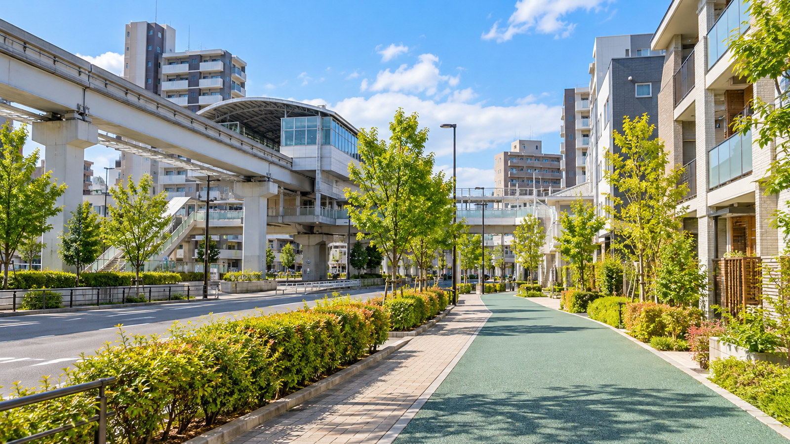 茨木市北部のモノレール沿線と緑のある街並みのイメージ