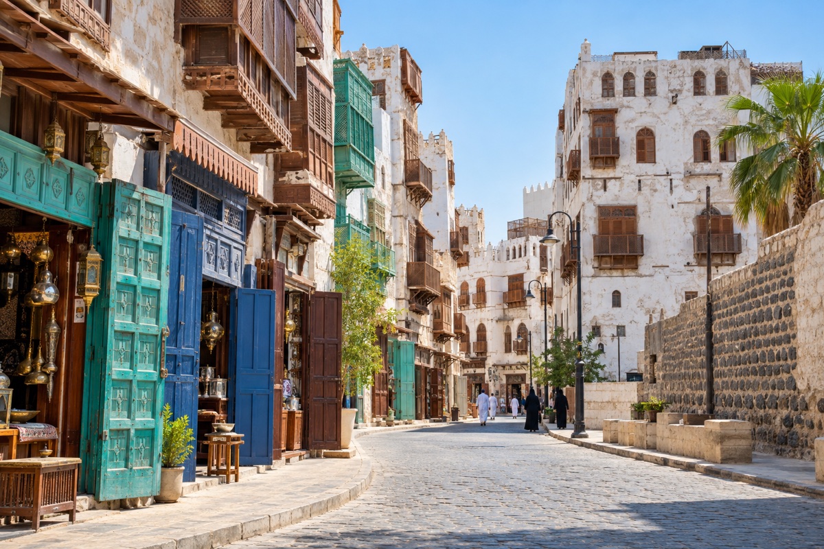 ジェッダの歴史的なAl-Balad地区の街並みをイメージした写真。紹介校の施設写真ではありません