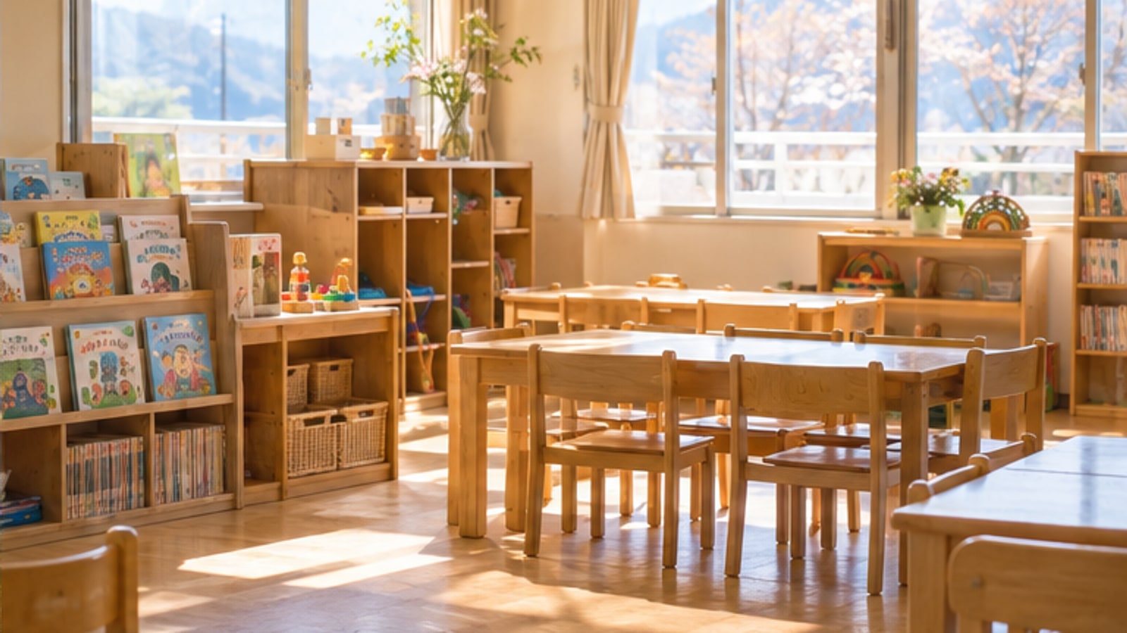 自然光のある地域の幼児向け学習室