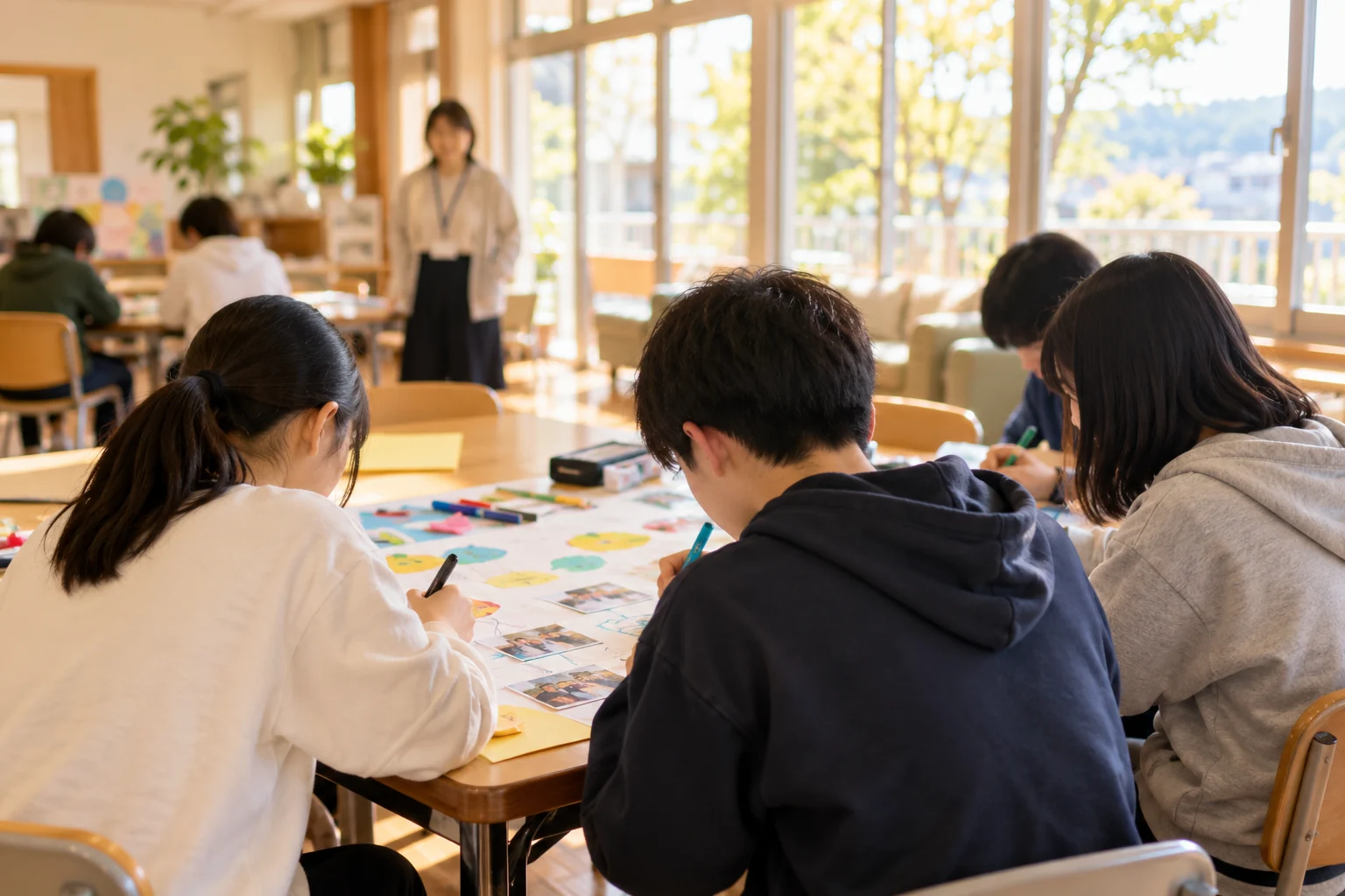 地域の活動室で制作に取り組む中学生を表したイメージ画像