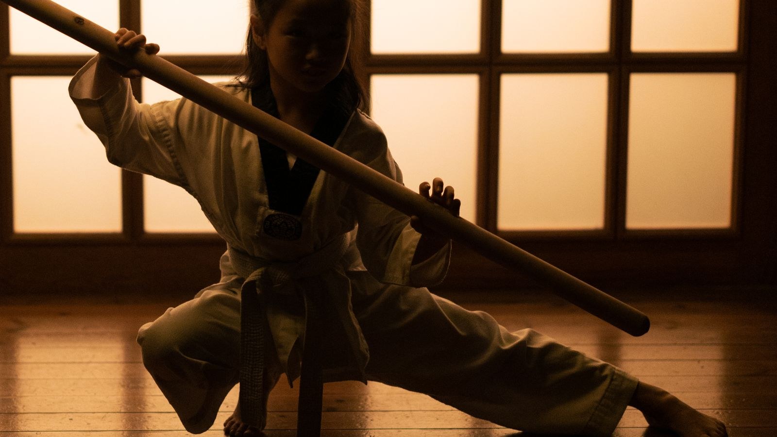 武道の稽古に向かう子どものシルエット(イメージ)