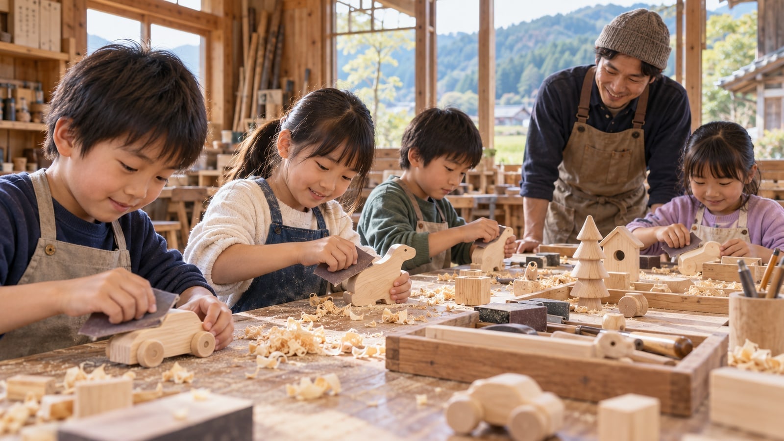 親子で学びの活動を考えるAI生成イメージ。加茂市の実在家庭・施設ではありません。