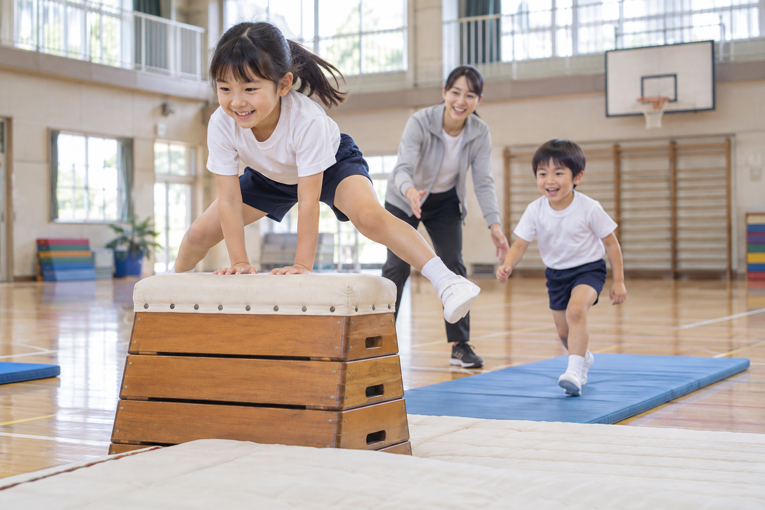 金沢市の子どもの習い事ガイド。緑の公園で笑顔で運動する子どもたち