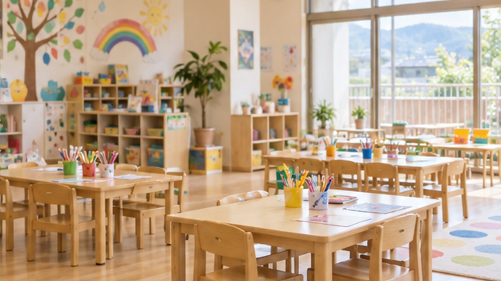 自然光が入る幼児向け学習室のイメージ