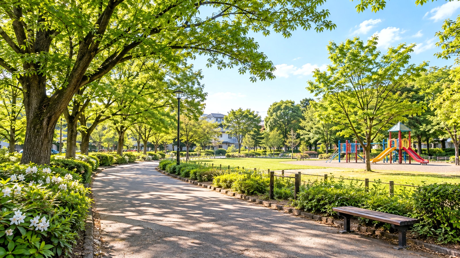 小平市の公園と住宅地をイメージした明るい風景
