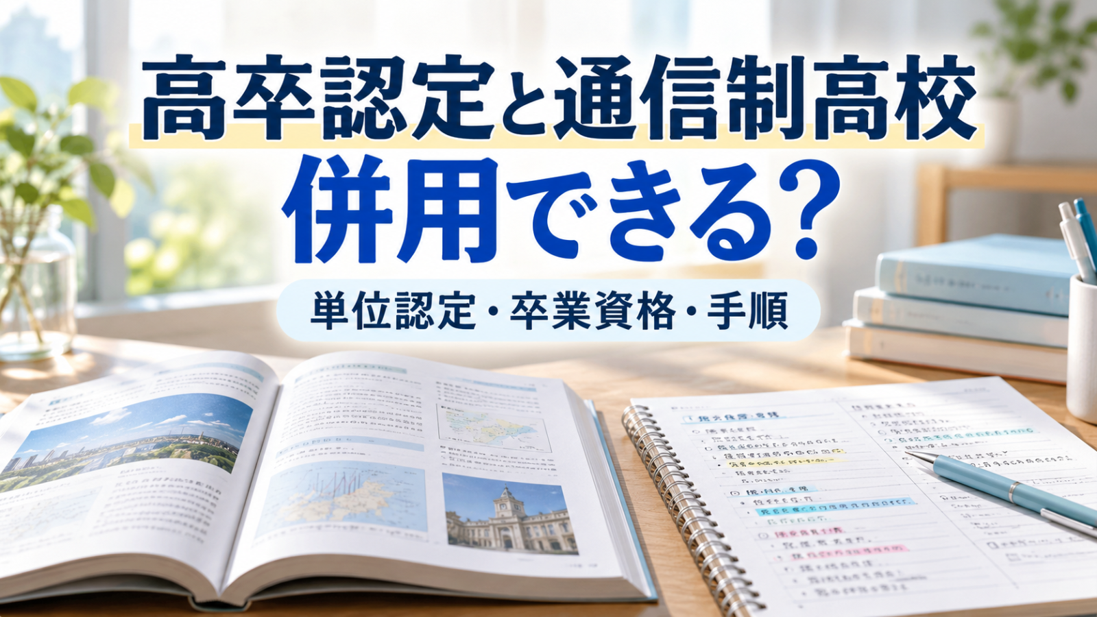 高卒認定と通信制高校を併用できるか、単位認定・卒業資格・手順を示す記事画像
