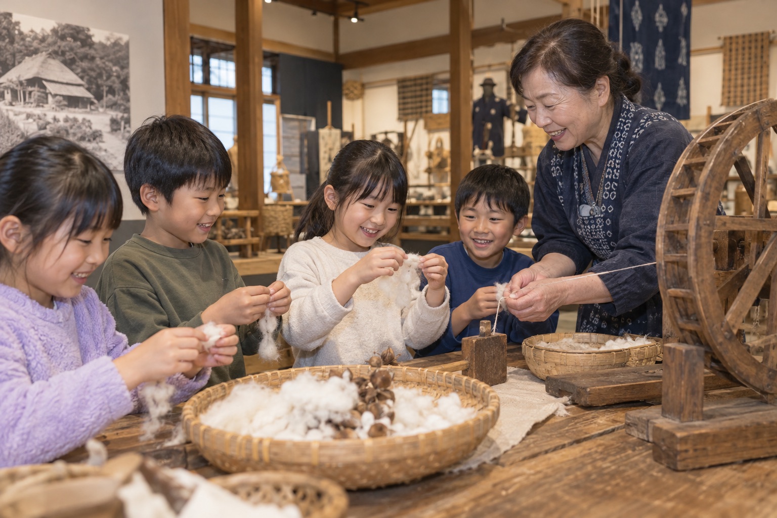 子どもが工作に取り組む生成イメージ。倉吉市の実在する講座や参加者を撮影したものではありません